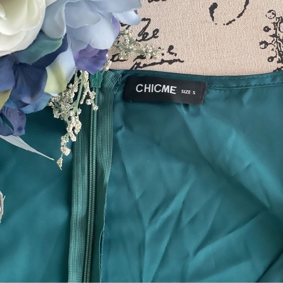 🏷️ 4/$25 Satin Deep-V Long Sleeve Faux Wrap Maxi Dress in Deep Teal Green Small - Picture 7 of 7